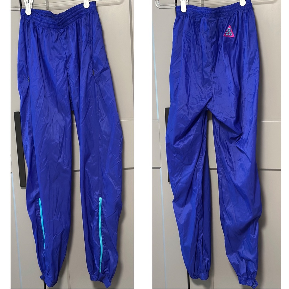Vtg 90s Nike ACG Indigo Windbreaker Track Pants Sz Med Retro Sports Blue/Purple
